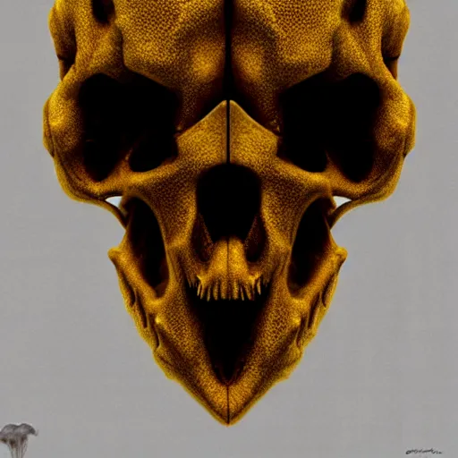 Image similar to golden lizard skull symbol, very detailed, 4 k, by greg rutkowski