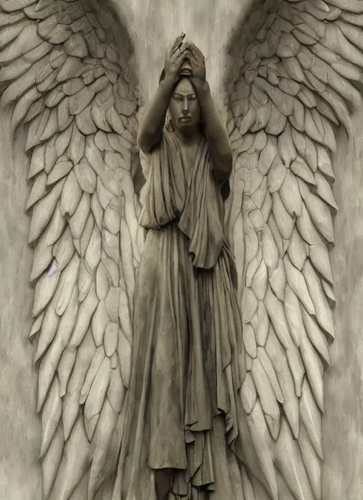 Image similar to digital _ painting _ of _ weeping angel statue _ by _ filipe _ pagliuso _ and _ justin _ gerard _ symmetric _ fantasy _ highly _ detailed _ realistic _ intricate _ port