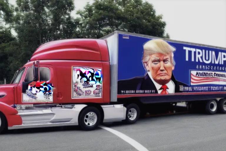 Prompt: trump-truck-wrap-side-shot, anime, anime, anime