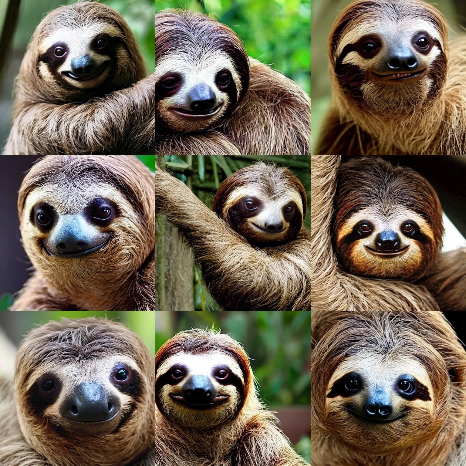 Prompt: a sloth with a face that looks like brad pitt, man - animal hybrid