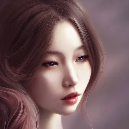 Prompt: a beautiful and elegant girl by wlop, dream, closeup headshot, 8 k, high detailed, ultra - realistic painting, trending on artstation, cg rendering.