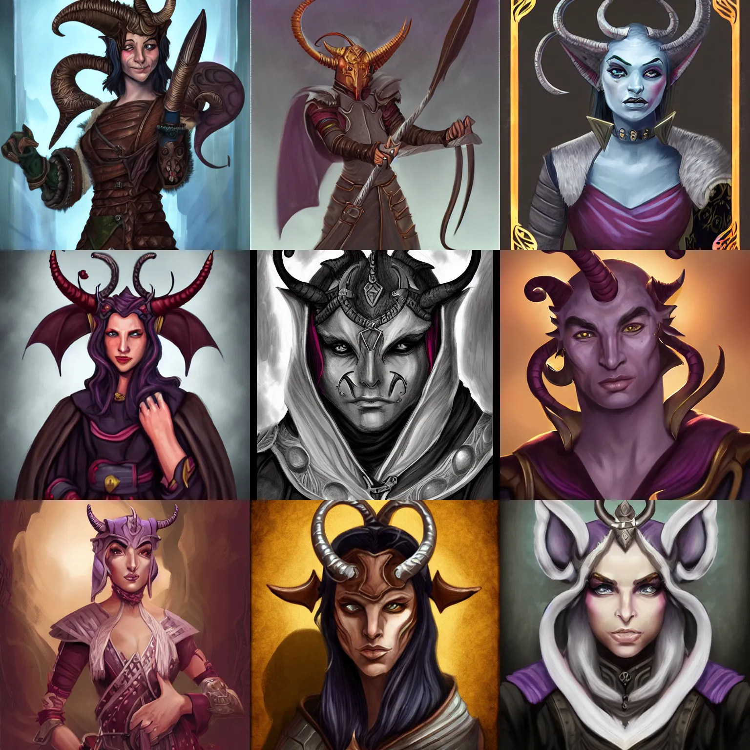 Prompt: tiefling fantasy portrait