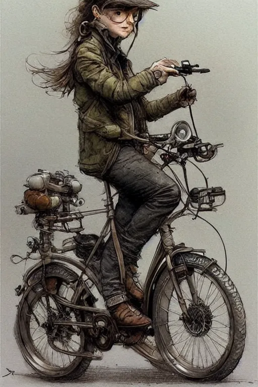 Prompt: ( ( ( ( ( electric powered future bike. muted colors. ) ) ) ) ) by jean - baptiste monge!!!!!!!!!!!!!!!!!!!!!!!!!!!