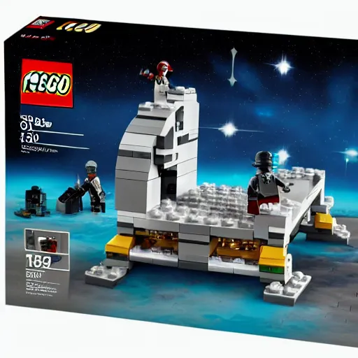 Prompt: a lego set about the first interaction between humans and aliens