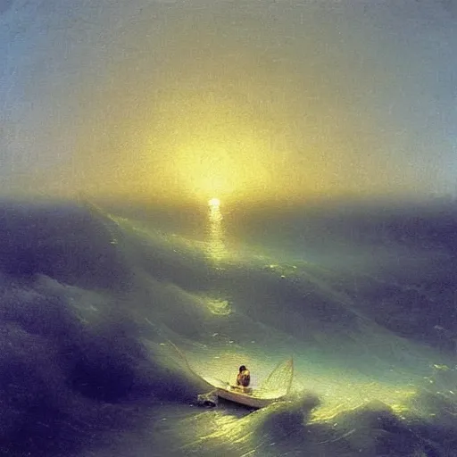 Image similar to “banana boat ride, detailed oil painting by Ivan Aivazovsky”