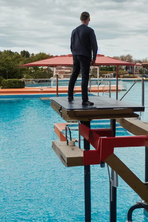 Image similar to gavin casalegno standing on the diving board, red weapon 8 k s 3 5, cooke anamorphic / i lenses, highly detailed, cinematic lighting