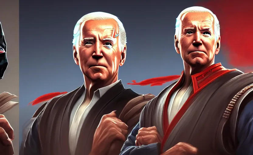 Image similar to joe biden versus mitch mcconnell mortal kombat character selection screen, highly detailed, digital painting, artstation, concept art, smooth, sharp focus, illustration, art by wlop, mars ravelo and greg rutkowski