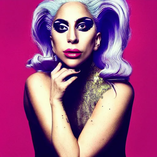 Image similar to award winning portrait of lady gaga, photo by mark mann