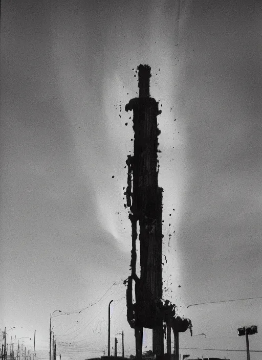 Image similar to apocaliptic Portrait of the city of Mar del Plata with a offshore oil dripping , by Tom Bunk , 35mm