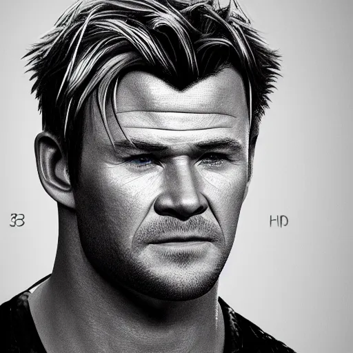 Image similar to chris hemsworth and gordon ramsay crossbreed, rendered in 3 d by xie boli, trending on artstation, 4 k, 8 k, photorealistic imagery, photorealistic details, intricate, highly detailed