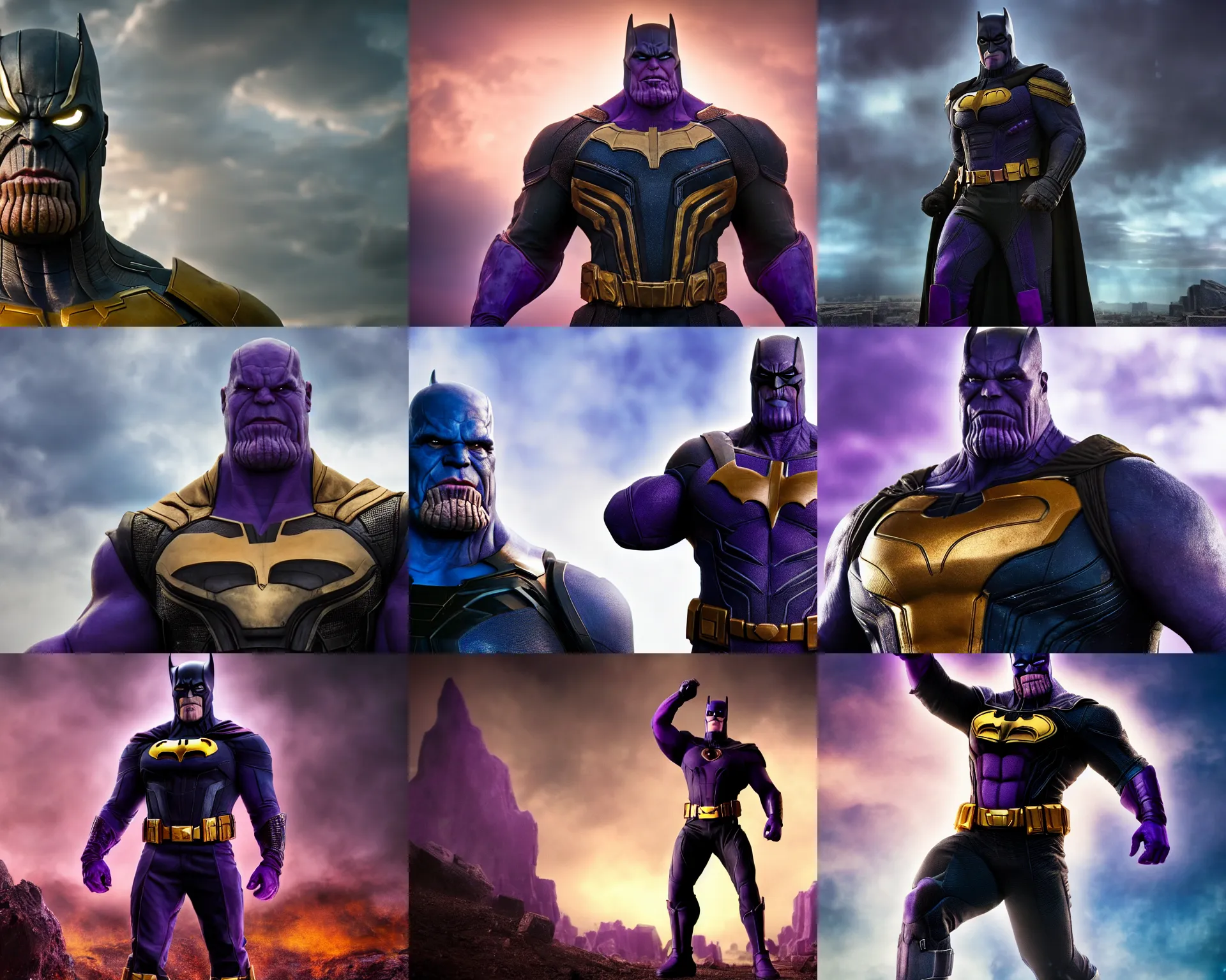 Prompt: Thanos from the MCU as Batman, HDR photograph 4k