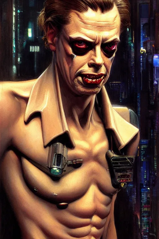 Image similar to cyberpunk steve buscemi, character design, painting by gaston bussiere, katsuya terada, frank frazetta, tom of finland, trending on artstation