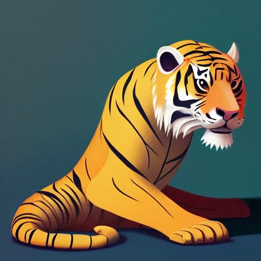 Image similar to an anthropomorphic tiger, painting by hsiao - ron cheng,