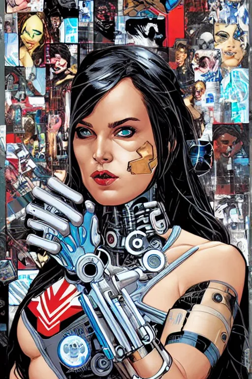 Image similar to a portrait of a beautiful cybernetically enhanced woman, by marvel comics and sandra chevrier