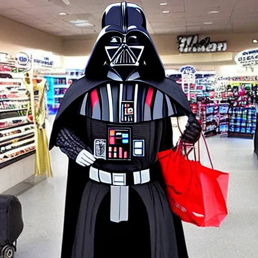 Image similar to I saw darts vader shopping yesterday it was so weird