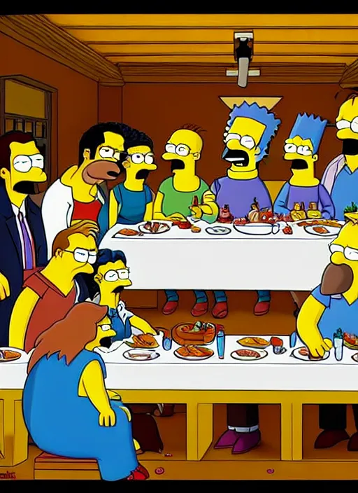 the last supper, but with simpsons characters, highly | Stable ...