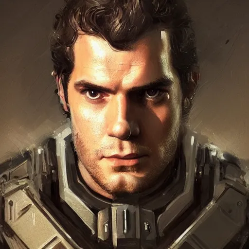 Image similar to portrait of a man by greg rutkowski, he looks like henry cavill, he is wearing a dieselpunk tactical armor gear, highly detailed portrait, digital painting, artstation, concept art, smooth, sharp foccus ilustration, artstation hq