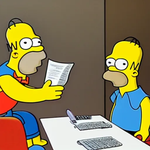 Image similar to homer simpson joins a meeting in the writers room of the simpsons