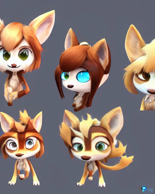 Image similar to female furry mini cute style, highly detailed, rendered, ray - tracing, cgi animated, 3 d demo reel avatar, style of maple story and zootopia, maple story jackal girl, jackal from league of legends chibi, soft shade, soft lighting