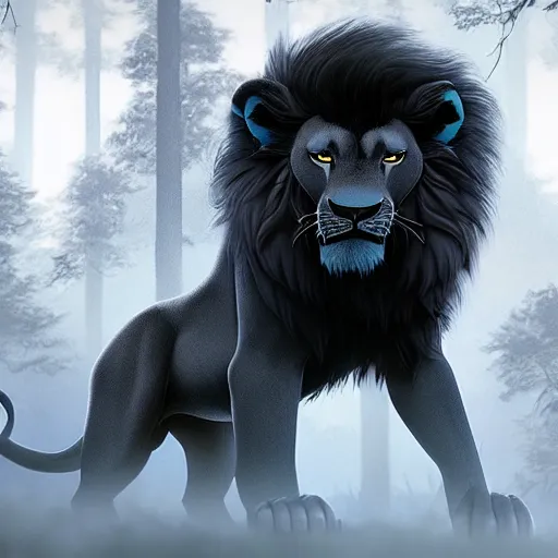 black lion with blue eyes wallpaper