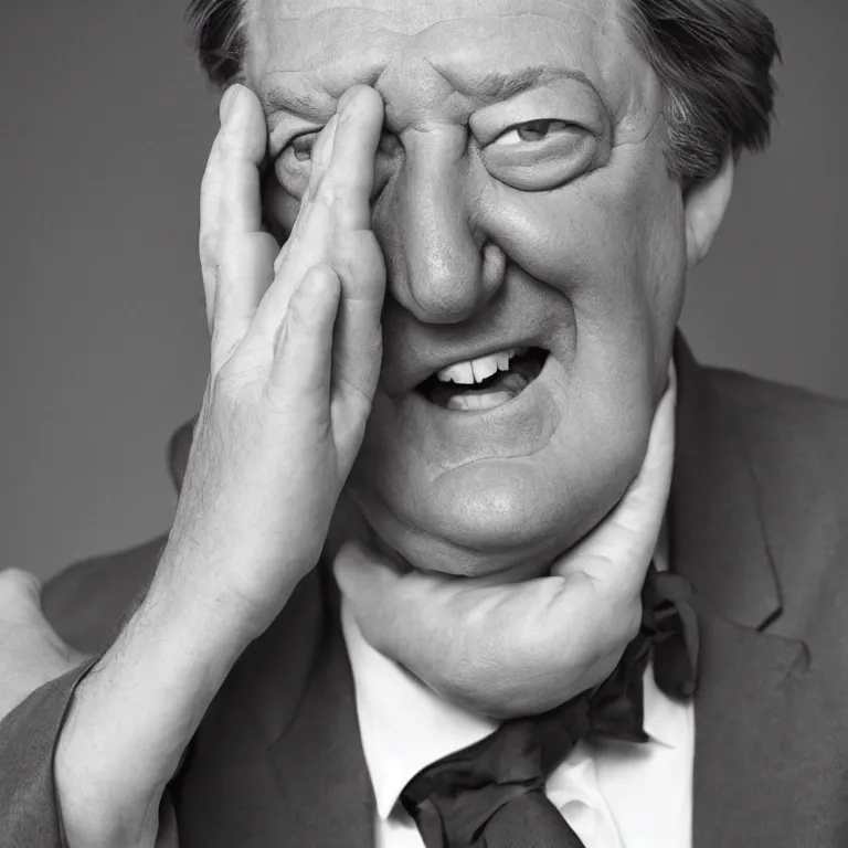 Prompt: stephen fry winking, photograph
