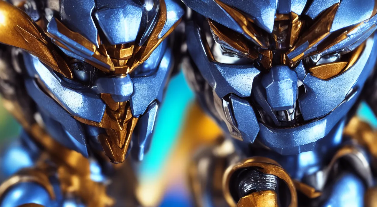 Image similar to medium close up view, Megamen,Guyver,colourful,bokeh,blur,cinematic lighting