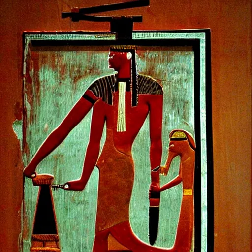 Image similar to The American Psycho, ancient egyptian art