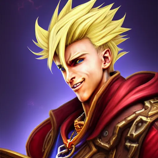 Image similar to Hearthstone official professional art. A vash blond male pirate using red long red rob and two guns inspired on triggun vash . Insanely coherent physical body parts (face, arms, legs, hair, eyes). Full body realistic, sharp focus, 8k high definition, insanely detailed, intricate, elegant, smooth, sharp focus, illustration, ArtStation