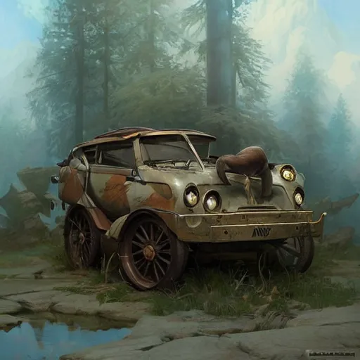 Image similar to Neanderthal car, historically accurate, highly detailed, digital painting, artstation, concept art, smooth art, sharp focus, illustration, art by artgerm and greg rutkowski and alphonse mucha and loish and WLOP