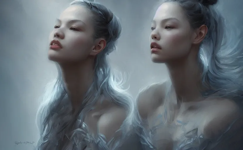 Prompt: blackpink, soft grey and blue natural light, intricate, digital painting, artstation, concept art, smooth, sharp focus, illustration, art by greg rutkowski and luis rollo and uang guangjian and gil elvgren, symmetry!