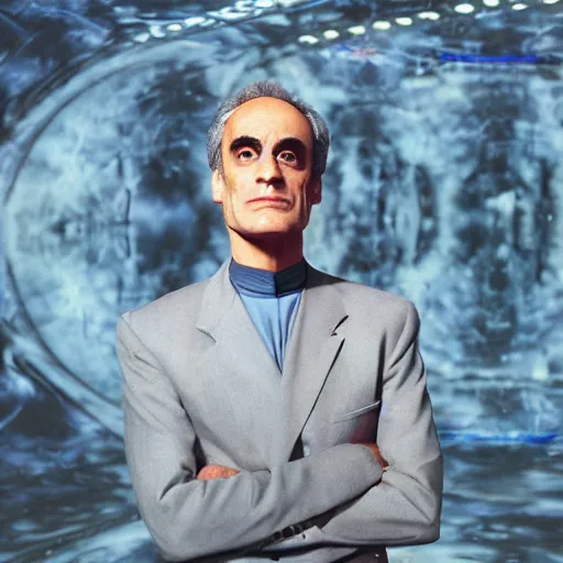 Image similar to a portrait of dr. julian bashir from star trek : deep space 9 with background scenery by juergen teller, iris van herpen