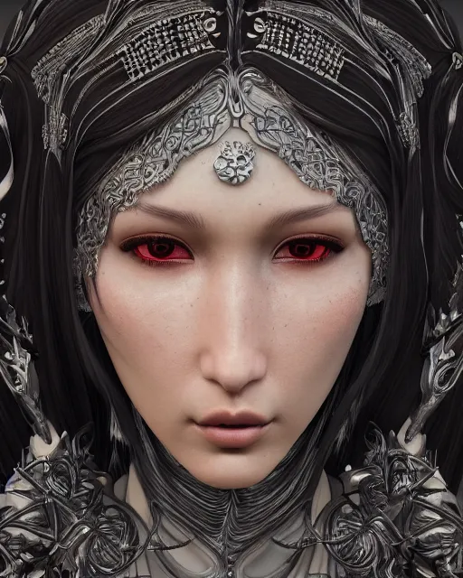 Image similar to a highly detailed metahuman 8 k close up render of bella hadid in takato yamamoto style trending on artstation made in unreal engine 4