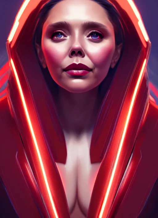 Image similar to portrait of modern darna, elizabeth olsen, intricate, elegant, glowing lights, highly detailed, digital painting, artstation, glamor pose, concept art, smooth, sharp focus, illustration, art by wlop, mars ravelo and greg rutkowski