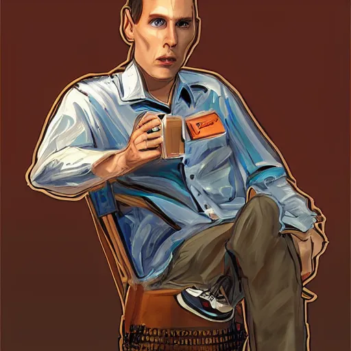 Image similar to jerma 9 8 5 in disco elysium, portrait art