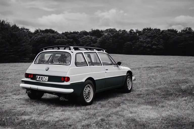 Prompt: 1945 Lancia Delta Integrale BMW M1 estate wagon, XF IQ4, 150MP, 50mm, F1.4, ISO 200, 1/160s, natural light, Adobe Photoshop, Adobe Lightroom, photolab, Affinity Photo, PhotoDirector 365