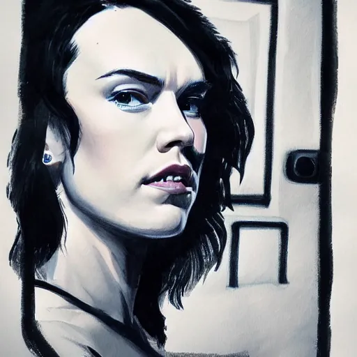 Image similar to portrait of daisy ridley or adam driver by greg ruthkowski