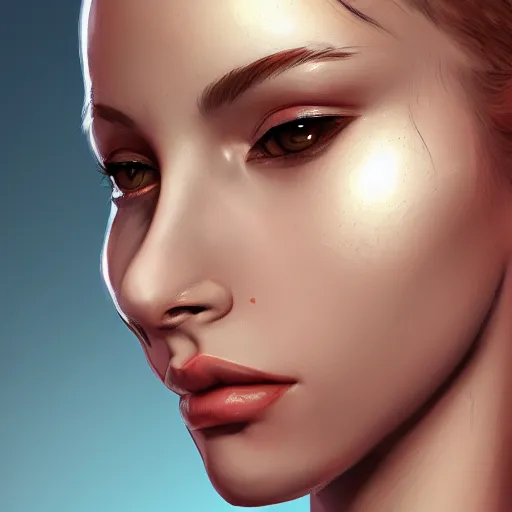 Image similar to a beautiful woman with smooth face and smooth jawline, artstation, digital art, detailed, sharp