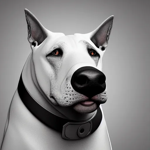 Image similar to Bull Terrier, very detailed, artstation, digital art, complex, award winning, masterpiece