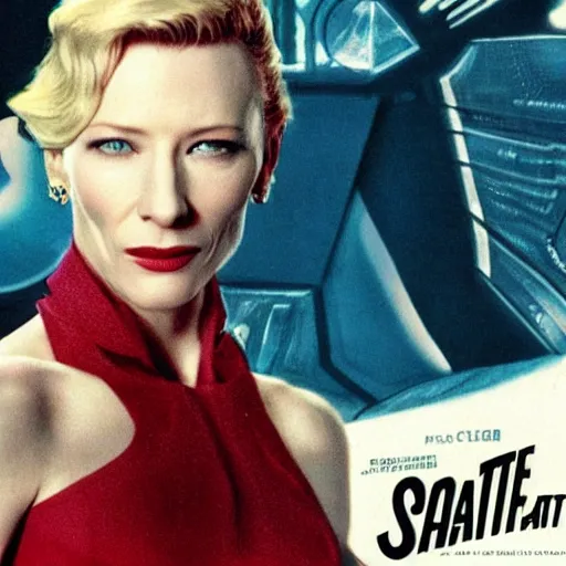 Prompt: cate blanchett , scifi, retro futurist, movie poster,