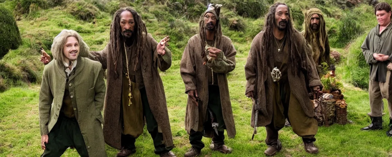 Prompt: snoop dogg as hobbit in the shire