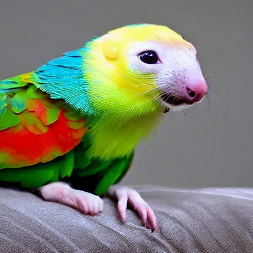 Image similar to mix between a ferret and a parrot, ferret parrot