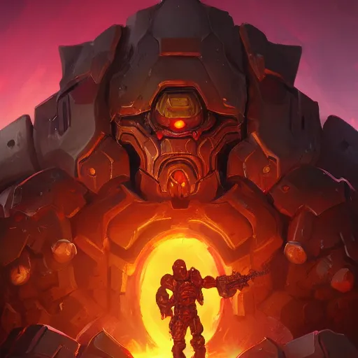 Image similar to doom slayer fantasy art heartstone video game icon, 2 d game art gta cover, official fanart behance hd artstation by jesper ejsing, by rhads, makoto shinkai and lois van baarle, ilya kuvshinov, rossdraws