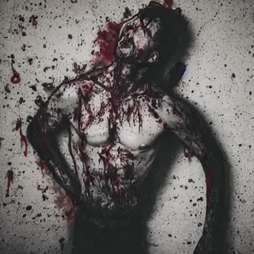 Image similar to ultra detailed photo of a man with many bloody arms covering his entire body