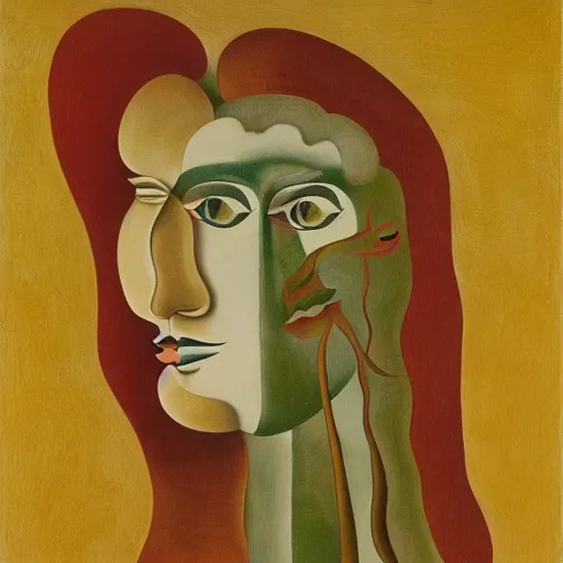 Image similar to floral face portrait by leonetto cappiello and wojciech siudmak and ernst fuchs, anni albers, oil on canvas