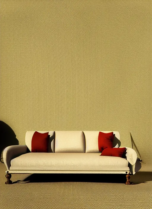 Image similar to sofa designed by salvador dali, natural lighting, path traced, highly detailed, high quality, digital painting