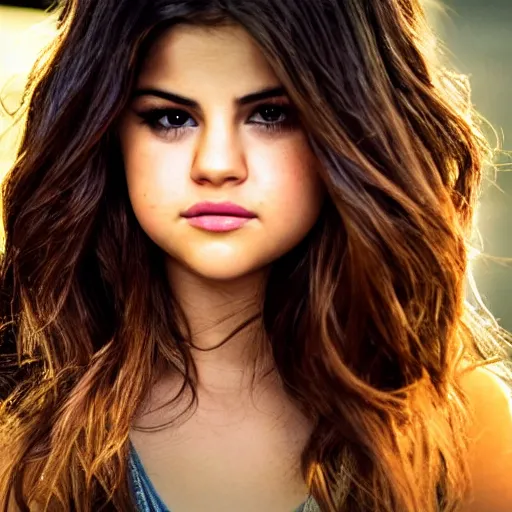 Image similar to High quality movie still of Selena Gomez as Mikaela in Michael Bay's Transformers