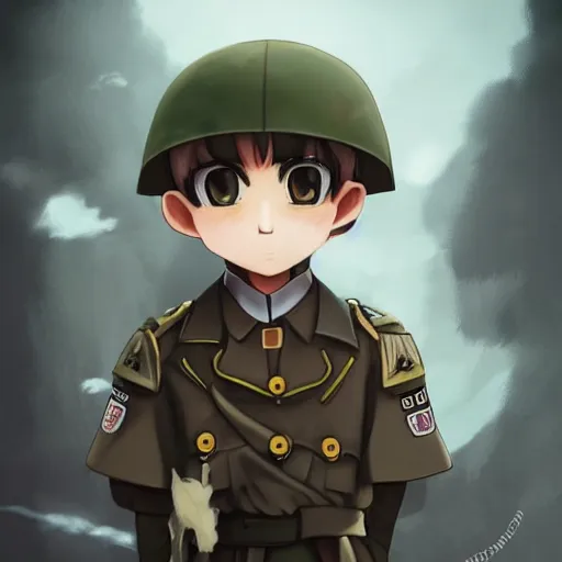 Image similar to beautiful little boy in nazi uniform. made in abyss art style, inspired by kris from deltarrune, cute detailed artwork, anatomically correct, soft details, ilya kuvshinov, reflection, perfect composition, portrait, illumination, digital art, detailed anime soft face, symmetrical face