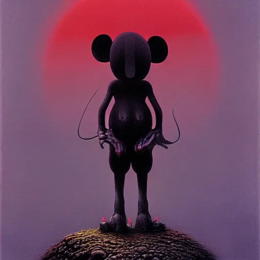 Prompt: Mickey mouse as monster by zdzisław beksiński