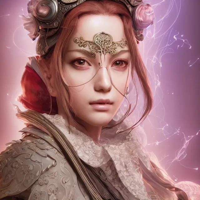 Image similar to studio portrait of neutral good colorful female cleric bard healer as absurdly beautiful, elegant, young sensual pretty woman, ultrafine hyperrealistic detailed face illustration by kim jung gi, irakli nadar, intricate linework, sharp focus, bright colors, matte, octopath traveler, final fantasy, unreal engine highly rendered, global illumination, radiant light, intricate environment