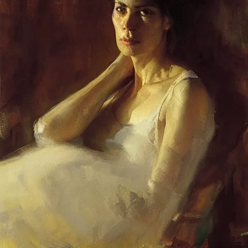 Image similar to portrait of an emotional paz ortega andrade, by jeremy mann, anders zorn